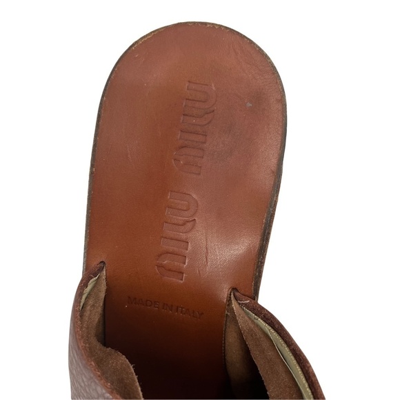 MIU MIU Cork Brown Wedge Platform Sandals Size 39 1/2 Women’s - Picture 11 of 14